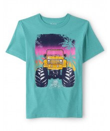 Childrens Place Aqua Blue Monster Truck Graphic Tee